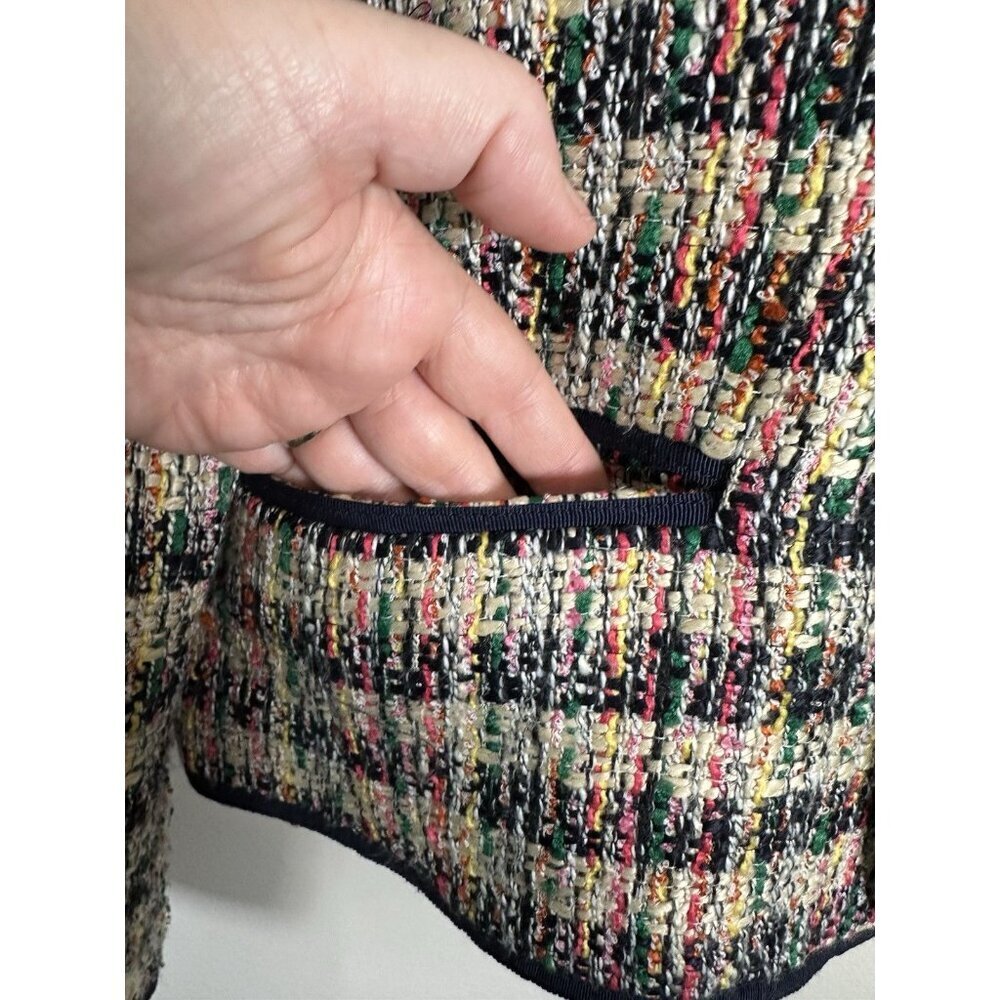 Talbots Jacket Blazer Size 16 Multicolor Tweed Trim Preppy Work Career - Picture 5 of 10